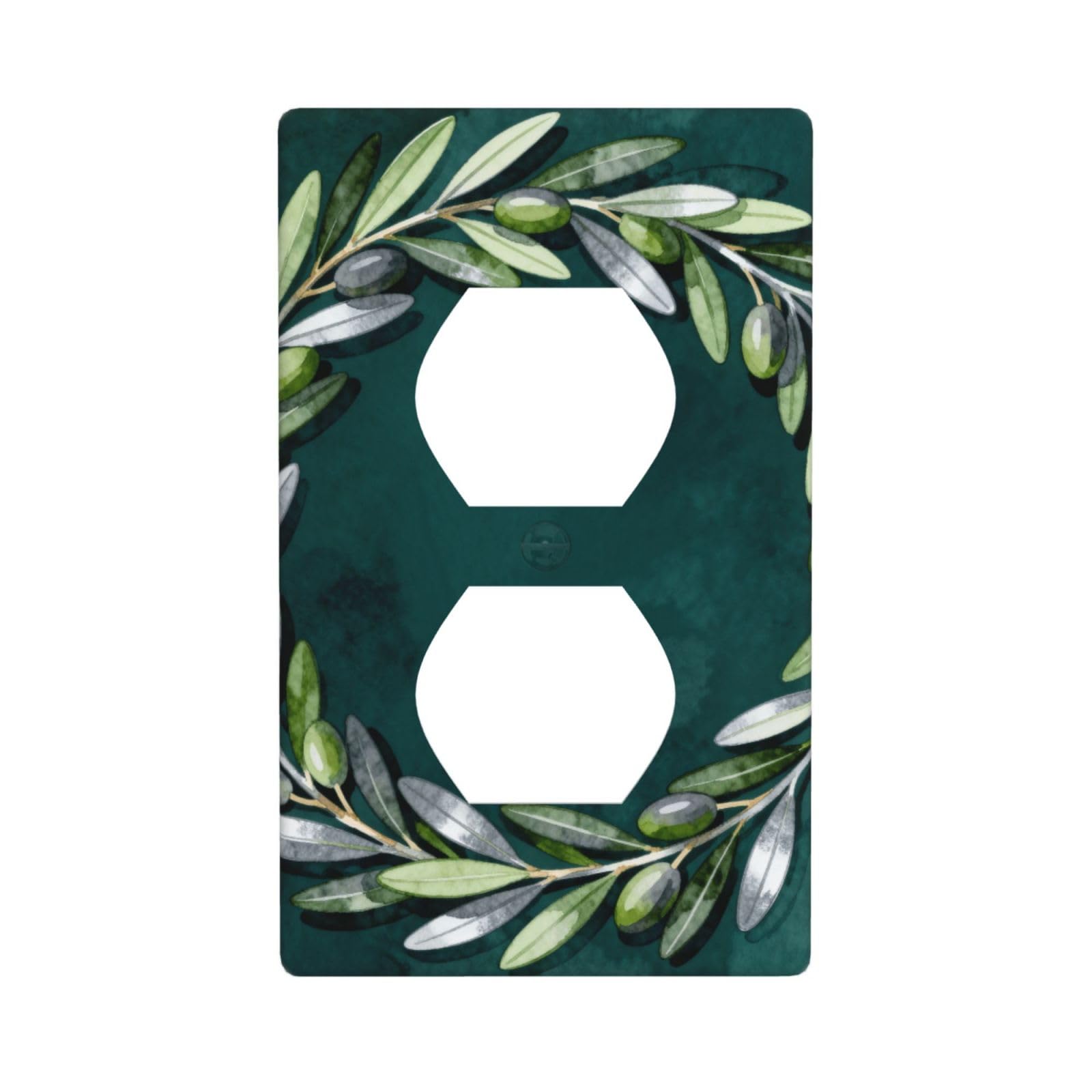 Olive Branch Wreath Decorative Switch Plate Cover-Unbreakable Polycarbonate Wall Plate for Home Office, 1 Gang with Screws