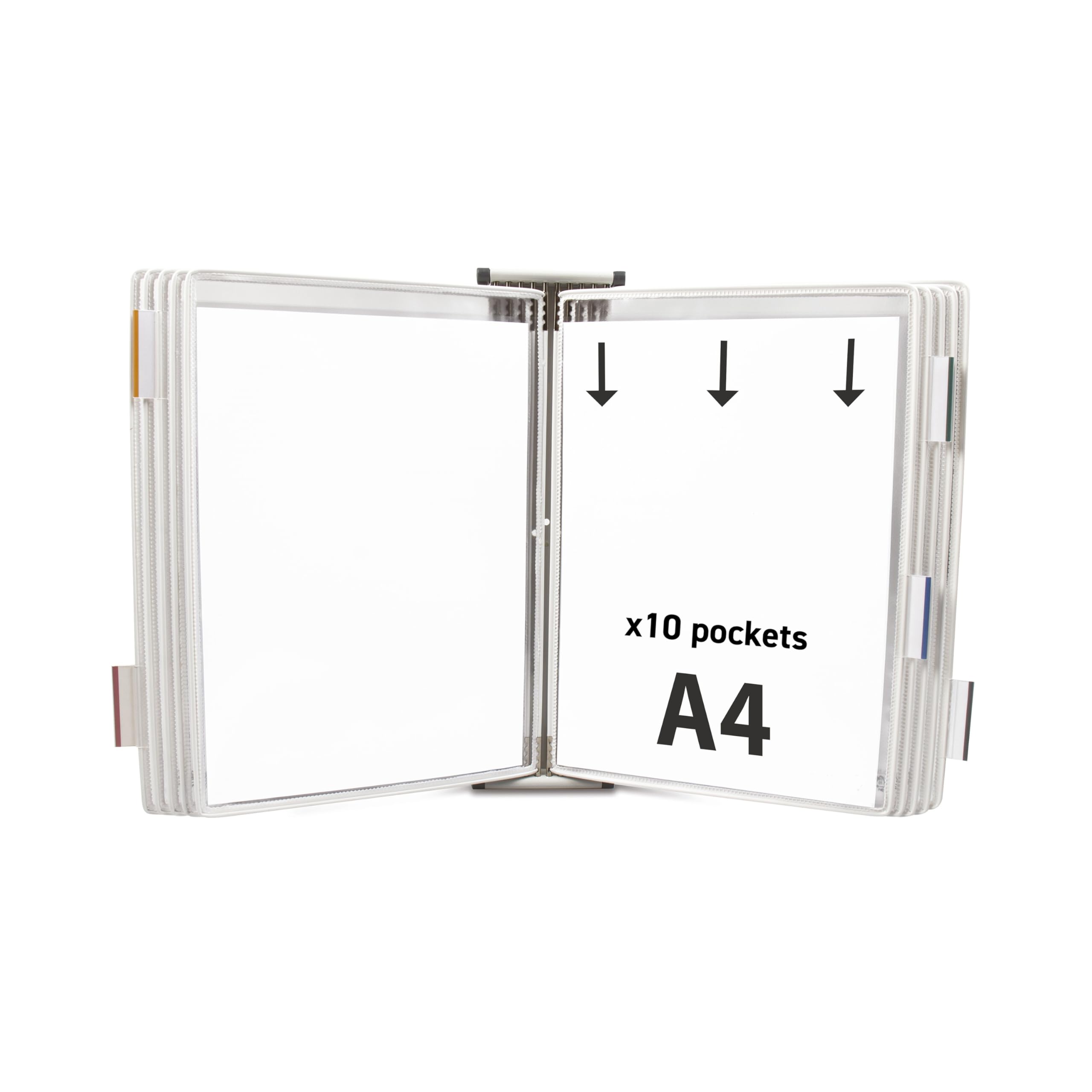 Djois 414102 - Tarifold Metal Wall Display System, A4, 10 Pockets, White, 1 Piece, Protects & Organises Documents, Instant Access, Expandable, Environmentally Friendly