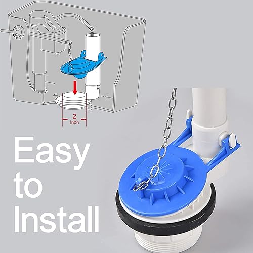 Miniatura 3 de Paquete de 2 aletas universales de repuesto para válvulas de descarga de 2 pulgadas con cadena de acero inoxidable, ahorro de agua de alto