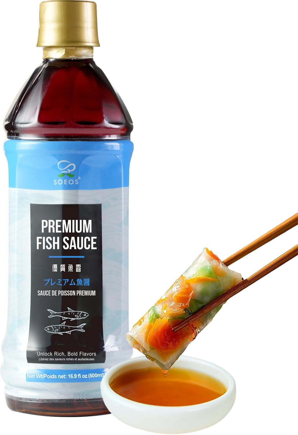 Fish Sauce, 16.9 fl oz (500ml), Savory Flavor, Premium Fish Sauce for Cooking, Crafted for Dressings and Marinades, Naturally Fermented for Rich Umami Flavor