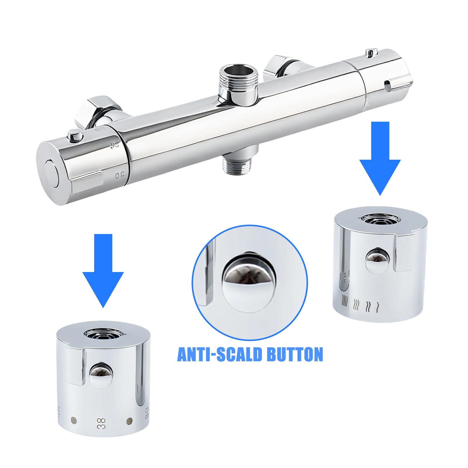 ZLKRHAK 1 Pair Temperature Control Button Handles Bath Mixer Control Bathroom Taps Thermostats Accessories Durable Temperature Button Handles - Image 2