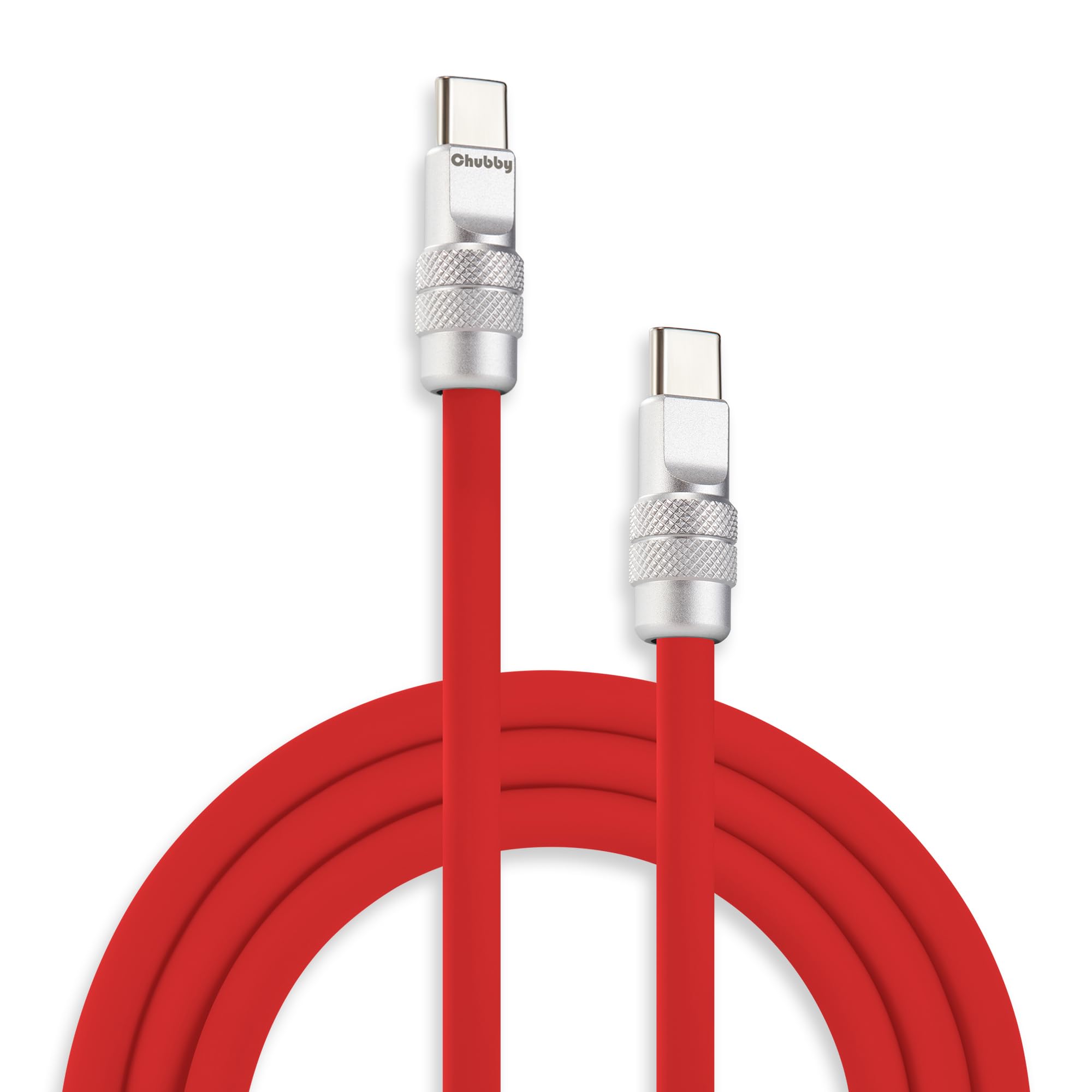 Photo 1 of chubbycable Chubby 2.0 USB C 240W Fast Charging Cable Silicone Soft Durable USB C Cable Extra Thick Charger Cord Compatible with iPhone 17-15 Series iPad, Red, Type-C to Type-C, 3.3FT