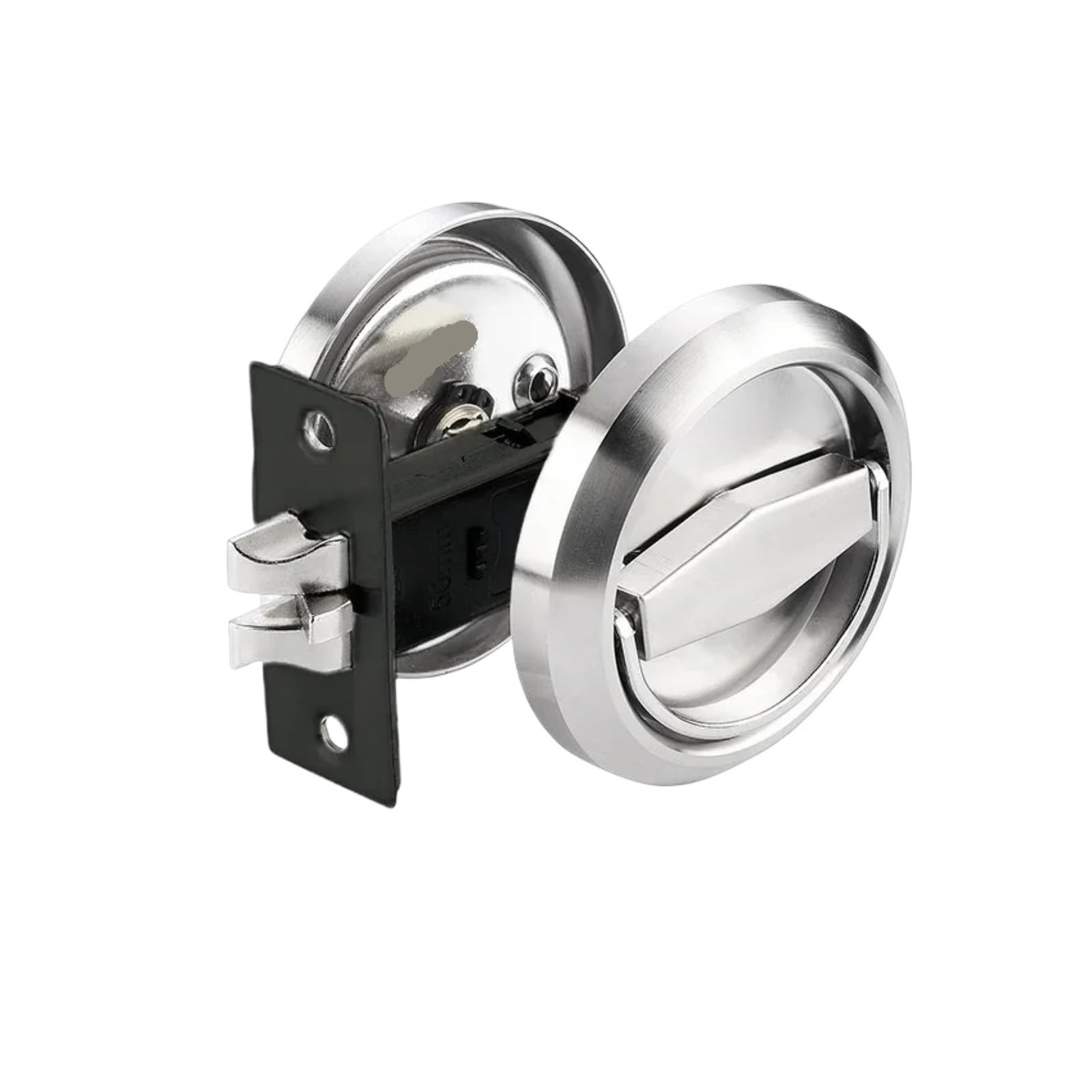 Yxinaer Silvery-D Round Recessed Door Lock Stainless Steel Invisible Door Lock