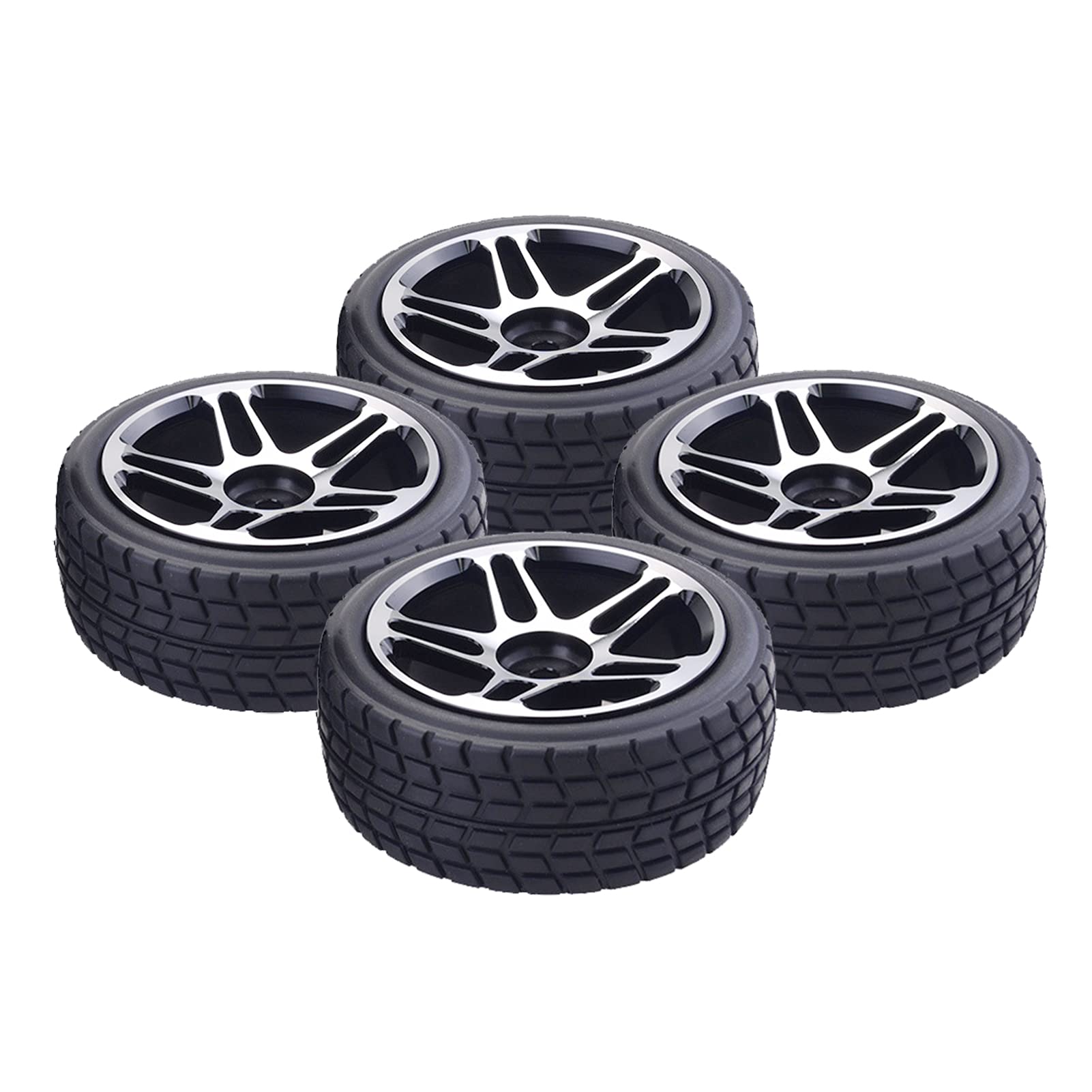 KEEDA 65mm Tires and Metal Wheels Rims for 1/10 RC On Road Drift Touring Car HSP HPI Tamiya Parts (Black)