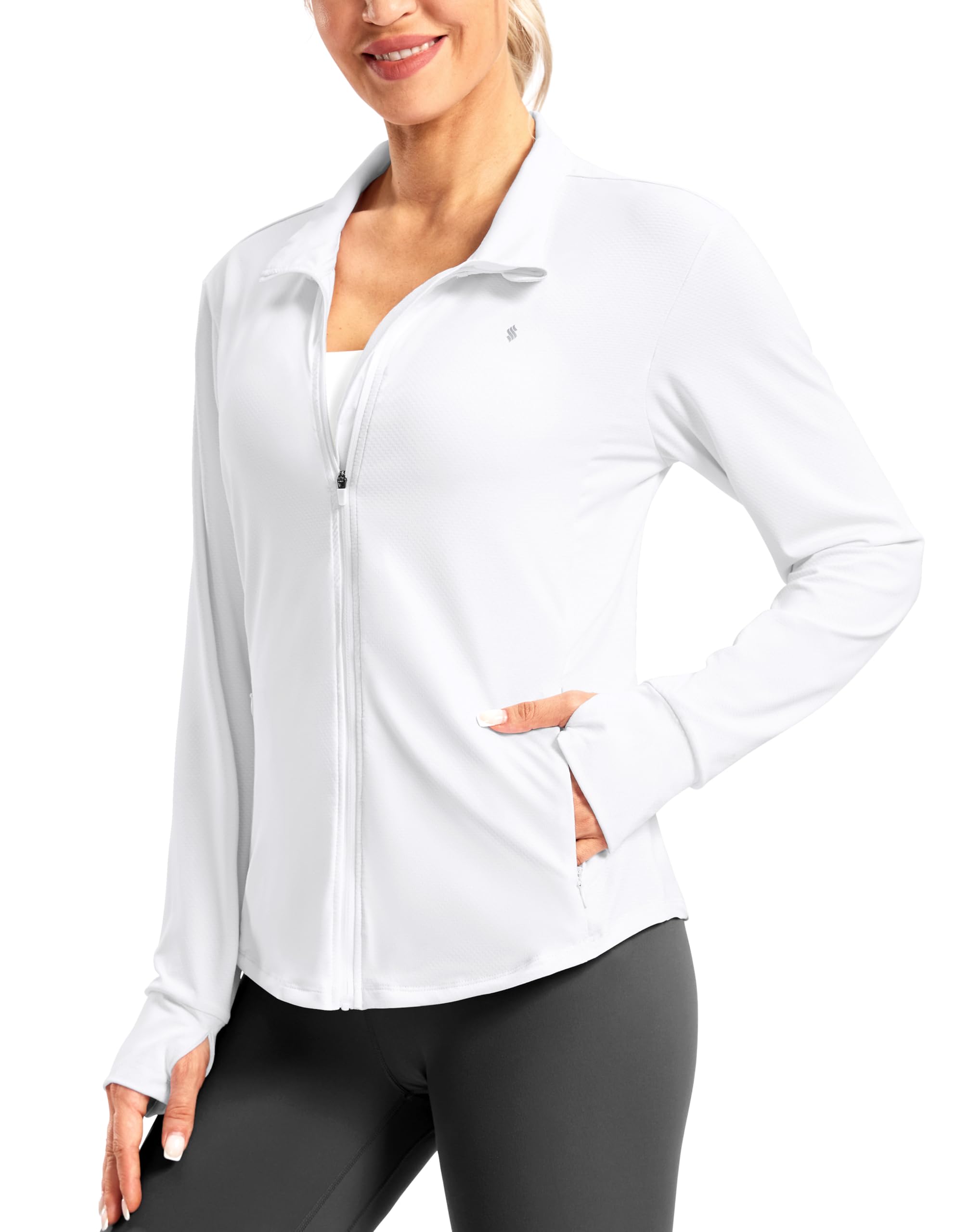 Soothfeel Women's UPF 50+ Lightweight Athletic Jackets Sun Protection Zip Up Long Sleeve Shirts