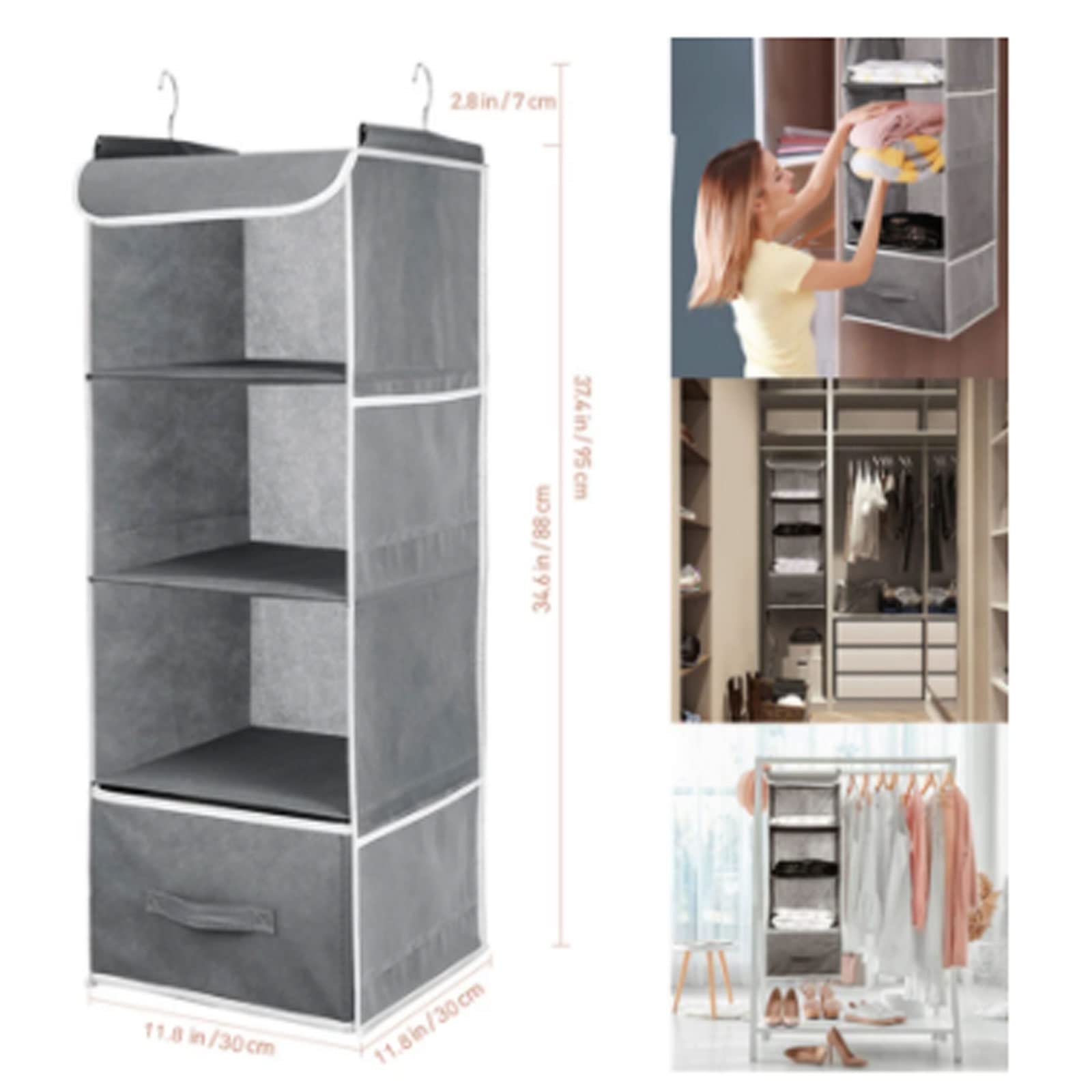 Appeso Armadio Armadio Organizzatore Non Tessuto Tessuto Multi-Strati Appeso Scaffale Aspettibile Organizzatore dell'Armadio con Tasca Laterale