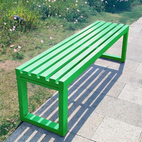 Banc d'extérieur de 150 cm en fonte verte sans dossier pour parc