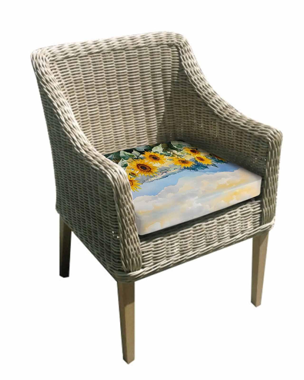 Hokiten Sunflower Summer Outdoor Cushion Chair Cover Set of 4 - Waterproof Couch Seat Covers, Farmhouse Field Vintage Flowers Patio Furniture Protector Cushions Slipcovers for Sofa/RV, 22