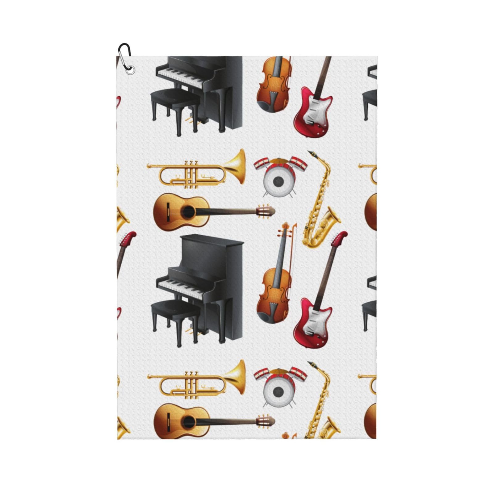 Hnnkloy Musical Instrument Piano Guitar Saxophone, 16x24 in Portable Waffle Golf Towels with Carabiner Clip for Golf Bag