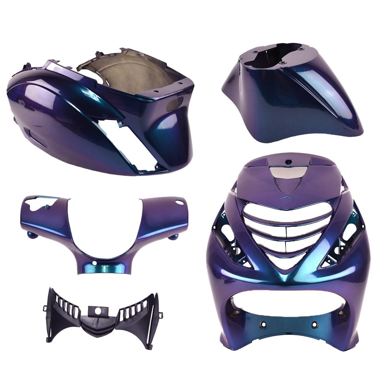 Kit de carenado compatible con Piaggio Zip SP – 5 piezas – Brillo camaleón azul – Carenado completo de alta calidad Cameleon Roller Scooter