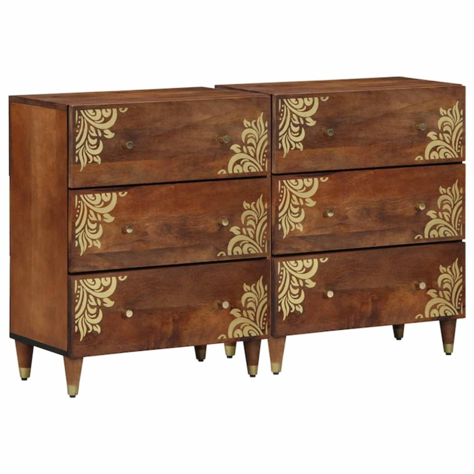 Komody vidaXL 2 szt Miodowy brąz 60x33.5x75 cm Solidne Drewno Mango