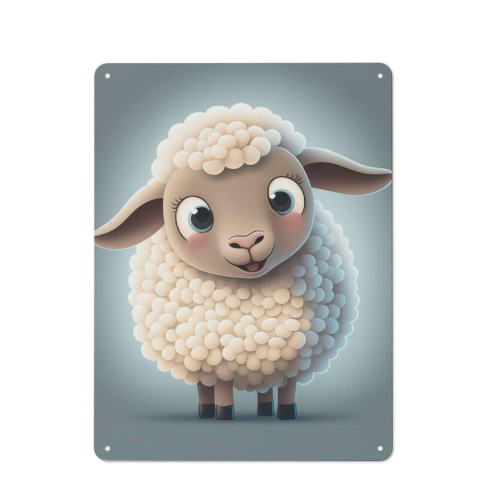Junmoney Style-21 Rustic Tin Sign 40X30cm Featuring Cute Lamb For Living Room Wall, For Room Styling Across Living Rooms And Feature Walls