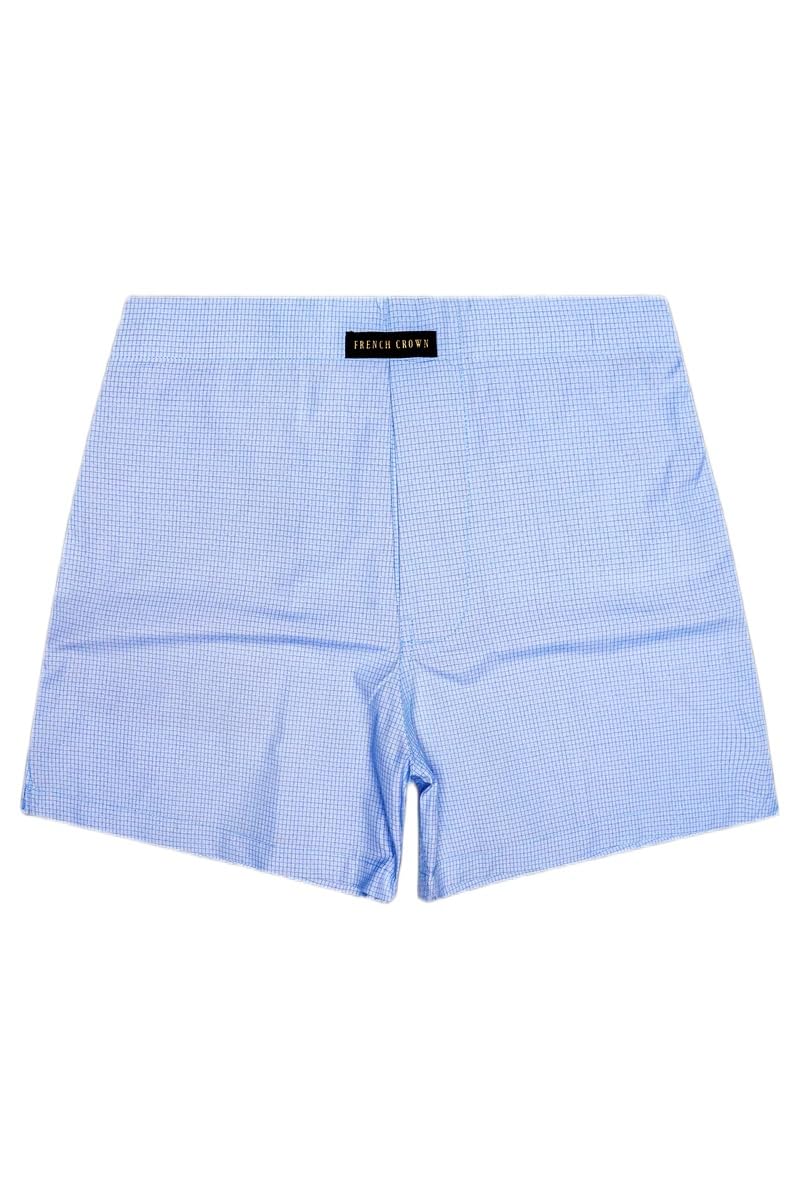 Ocean-Tropical Blue Plaid Dobby Textured Premium Giza Cotton Boxer-image-45
