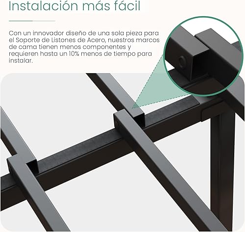 Miniatura 3 de Novilla - Base de cama tamaño Queen, plataforma de metal de 14 pulgadas con espacio de almacenamiento debajo de la cama, soporte de listones de