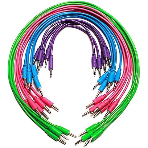Synthrotek Eurorack Patch Cables - 20 Pack! 3.5mm 1/8 inch Mono 6" 12" 18" 24" (15cm, 30cm, 45cm, 61cm) Cover