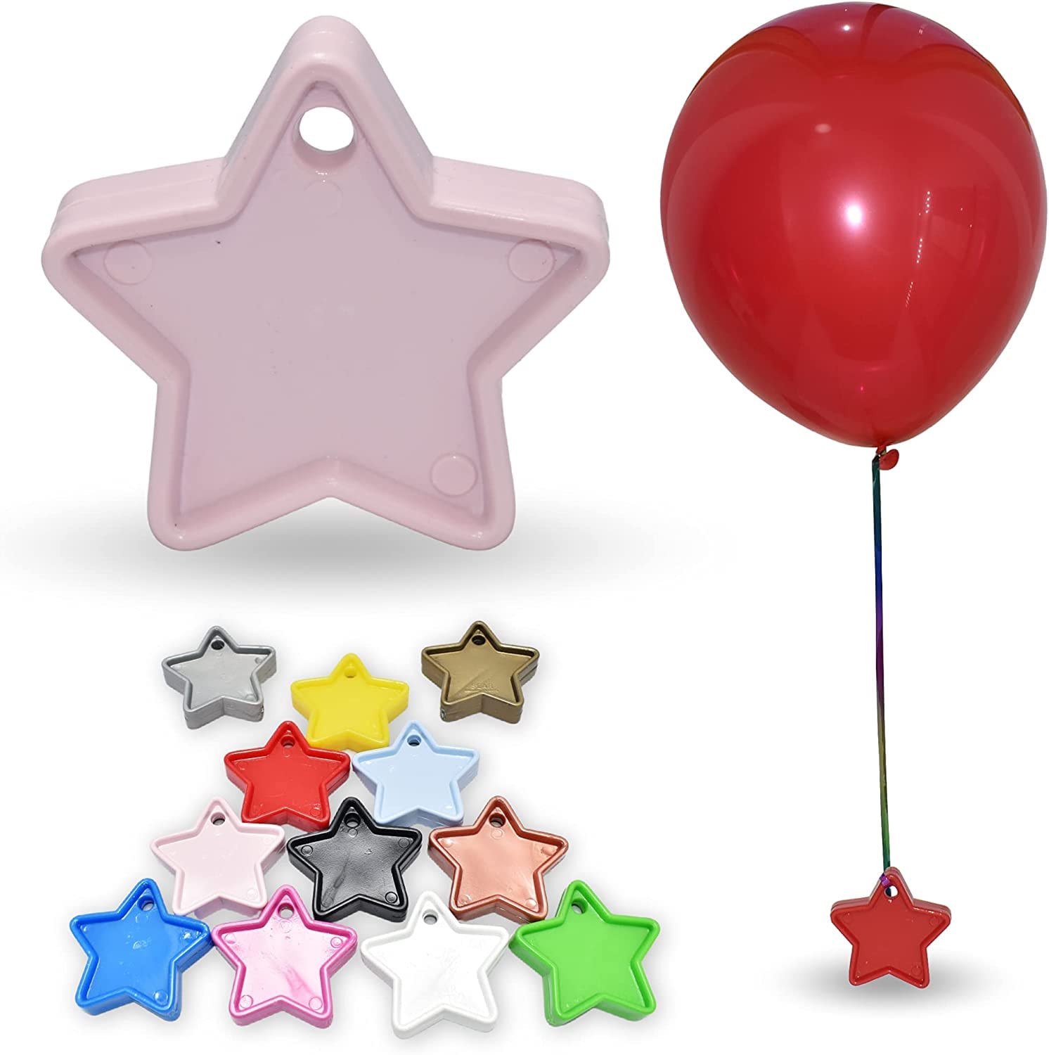 Pannu Design Heavy Duty Star Shape Weights For Helium Balloons Multi Colour Weights Balloons Pack of 5, 10 & 25 For Birthday Party Decoration, Baby Shower Balloon (Light Pink, Pack of 10)