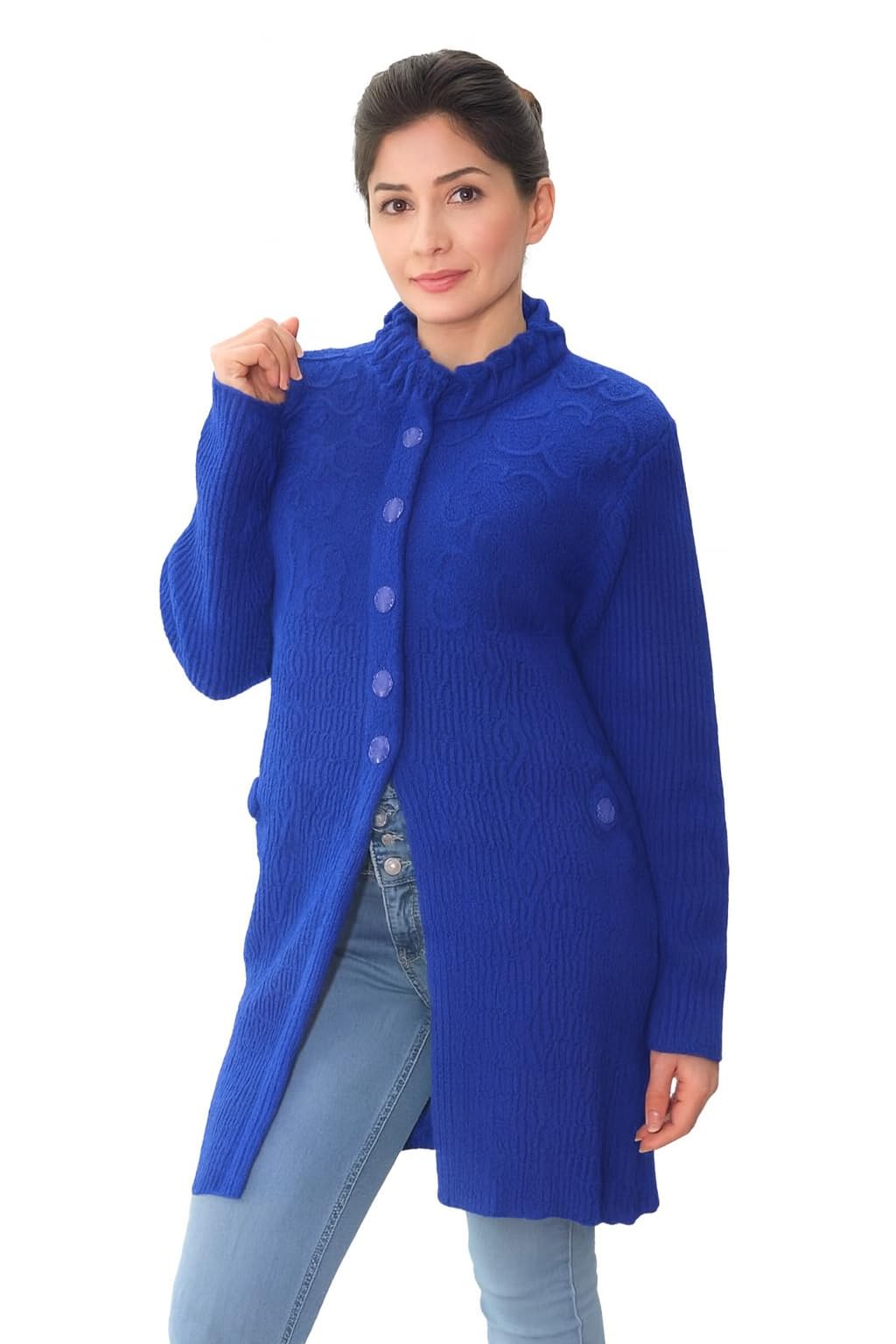 hautemoda Women's Long Button-Front Cardigan Sweater, Textured Knitted Cardigan-picture-18
