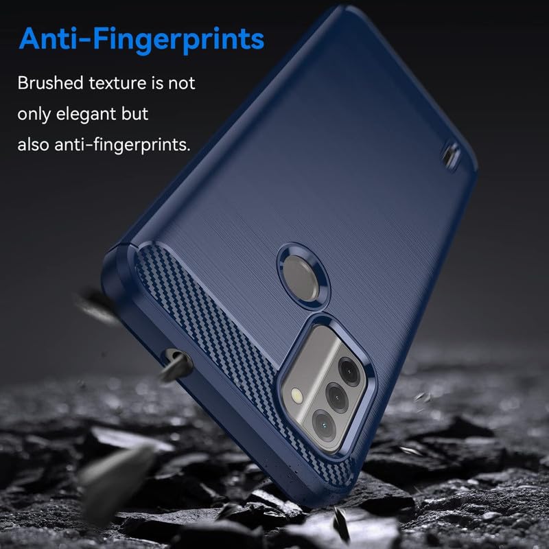 Image of NPRC Hybrid Ultra Slim Protective Case TPU Non-Slip Carbon Fiber Texture Shockproof Case Cover for Nokia C31 - Blue