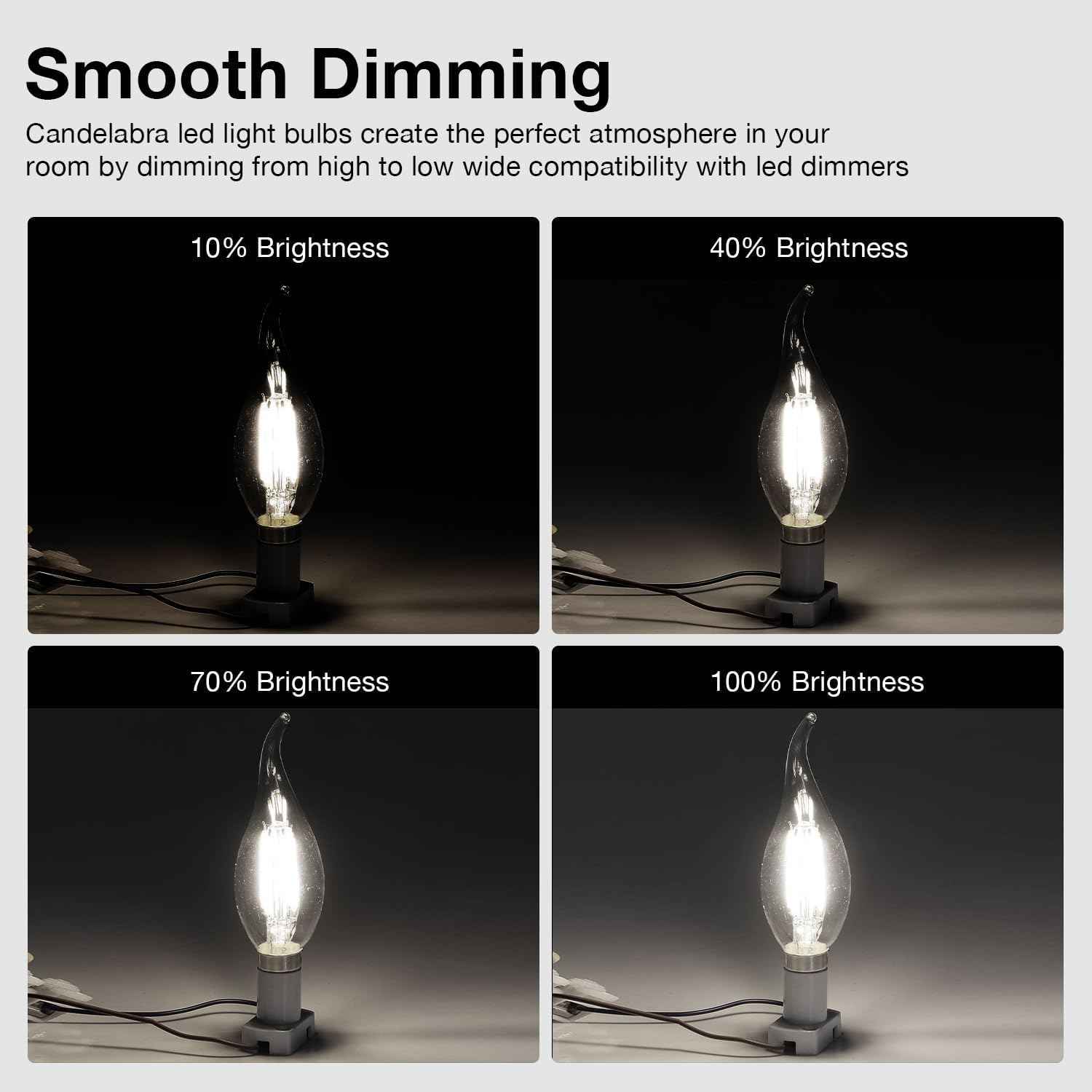 DAYBETTER Chandelier Light Bulbs, E12 Led Bulb Dimmable, Candelabra Light Bulbs 60 Watt Equivalent, 5000K Daylight White, 5.5W 600LM, Flame Tip Vintage LED Candle Light Bulb, 10 Pack