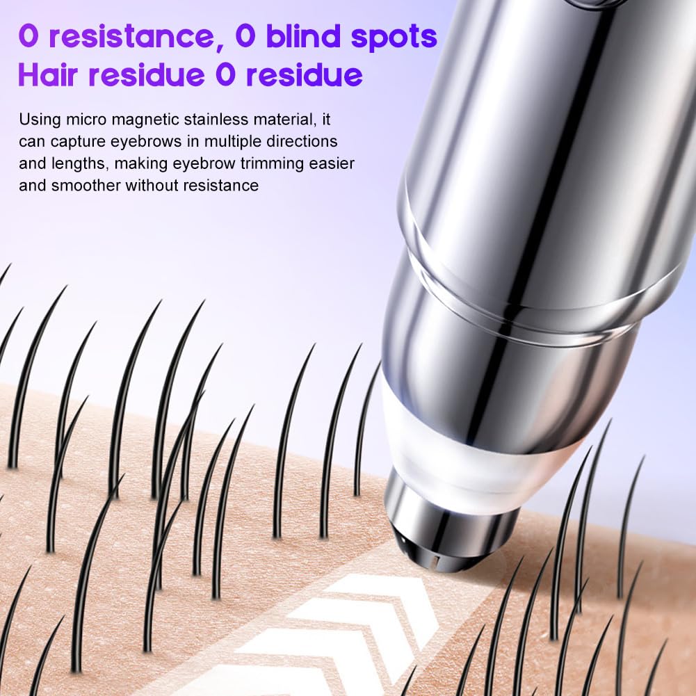 LOMUG Tondeuse à Sourcils, Rasoir à Sourcils Électrique, Épilateur Facial 2 en 1 pour Femme, Épilateur Femme avec Lumière LED pour Pêche Fuzz Lèvres Visage Barbe Nez Poils