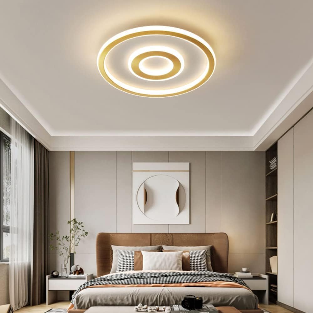 Plafoniera Led Moderna in Ottone, Forma Rotonda, per Camera da Letto e Soggiorno, Ideale per Chi Ama Gli Apparecchi Di Illuminazidi Lusso./50 cm