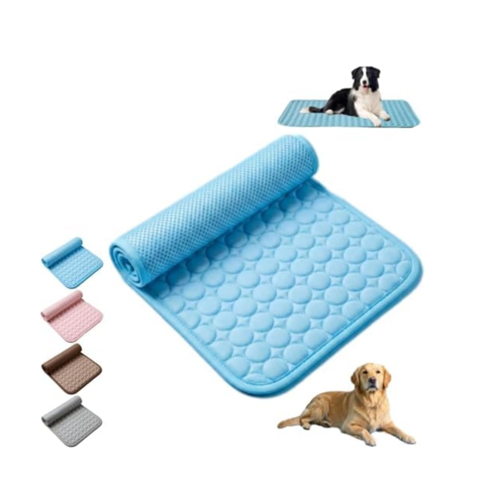 millionshare Mr Fluffy Friend Pet Cooling Mat, self-cooling ice silk pad for dogs and cats, washable for summer (Blue,L-70X55)