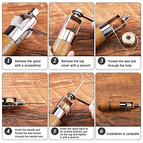 20 Pieces Sewing Awl Kit Portable Leather Stitching Repair Stitch Tool Including Speedy Sewing Awl, Thimble, Screwdriver, Wrench, Needles, Tape Measure, Yarn Scissors For Leather Fabric Supplies #TOP3