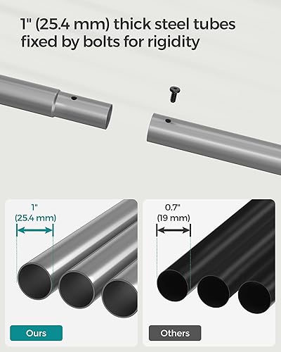 Miniatura 7 de SONGMICS Perchero con ruedas, doble barra para colgar ropa, 35.8 pulgadas, con estante de almacenamiento de malla densa, 2 frenos, cada riel