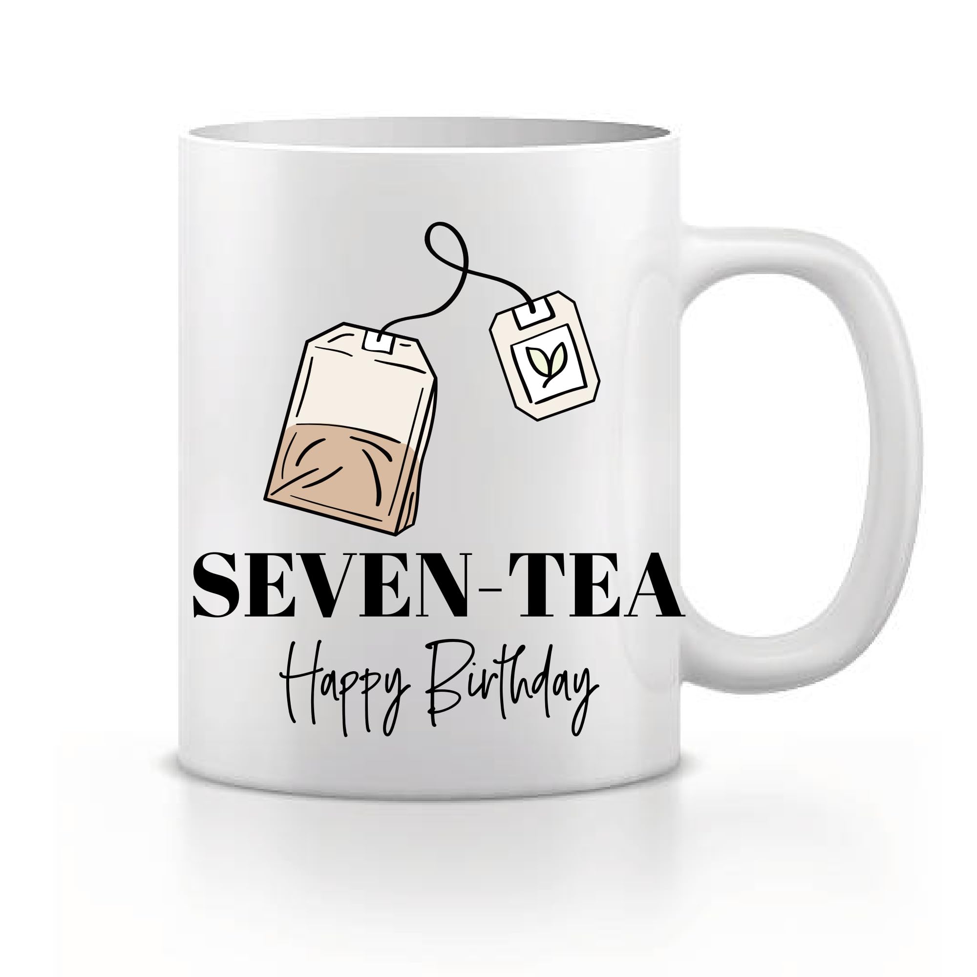 Funny Age Birthday Mug - 30 40 50 60 70 80 90 Birthday Gift Mug with Tea Bag Design Happy Birthday Novelty Coffee & Tea Mug for Adults (Seven-Tea)