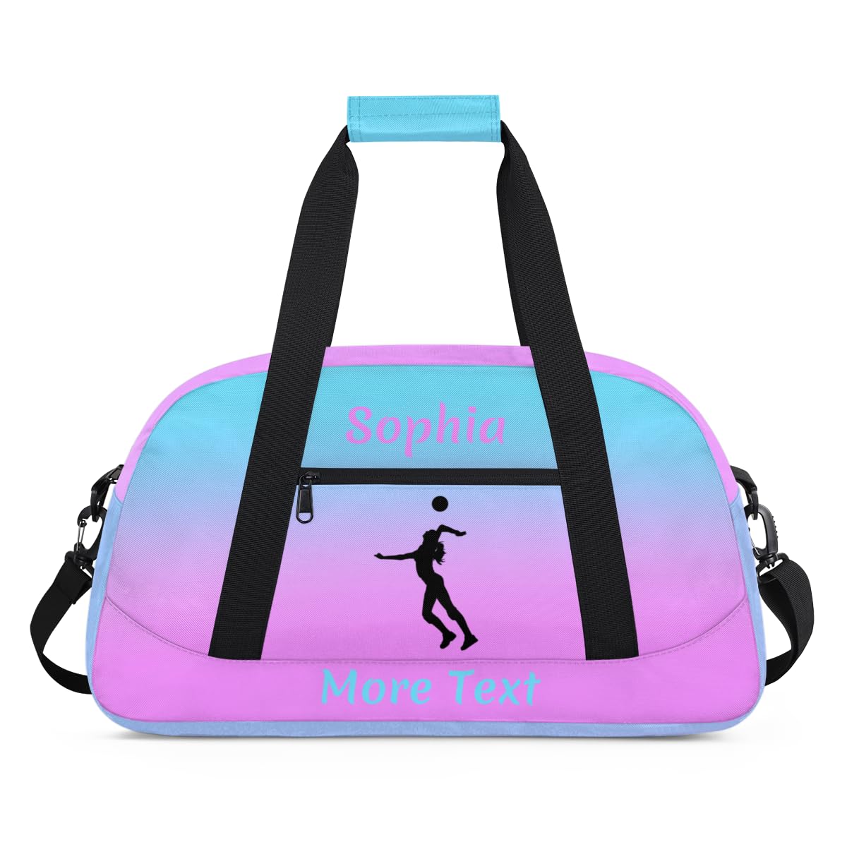 Personalized Kids Duffle Bag for Girls, Custom Sport Gym Bag with Name, Fit School Practice, or Overnight Weekender Travel Pink Volleyball