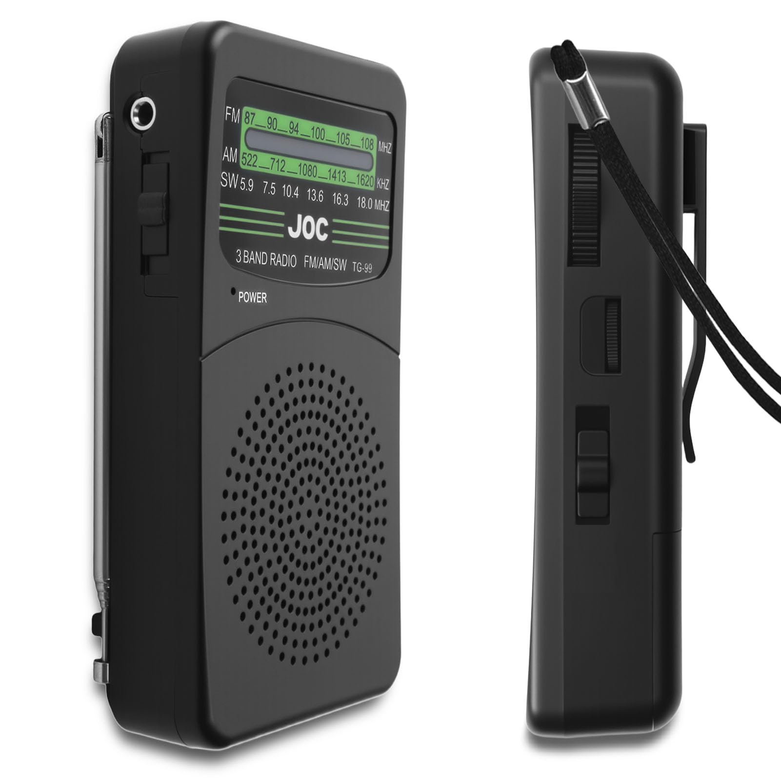 Radio Portable AM/FM/SW Mini à Piles AA avec Lampe Torche, Écouteurs, Cadeau Fête des Pères