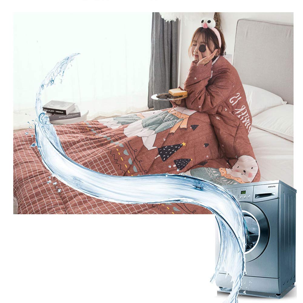 Edredón Perezoso portátil con Mangas, Manta portátil, Saco de Dormir cálido para Adultos/niños, Capa a Prueba de Viento para la Oficina en el hogar 47 * 63 in / 59 * 79 in,Marrón,59 * 79in