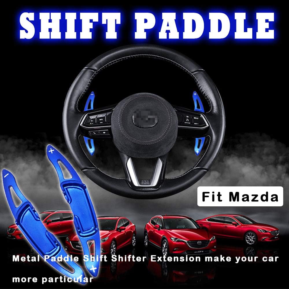 For Mazda CX-3 CX-5 CX-8 CX-9 Mazda2 Mazda3 Axela Mazda6 Atenza Aluminum Metal Paddle Shift Steering Wheel Shifter Extension Covers Car Accessories (Blue)