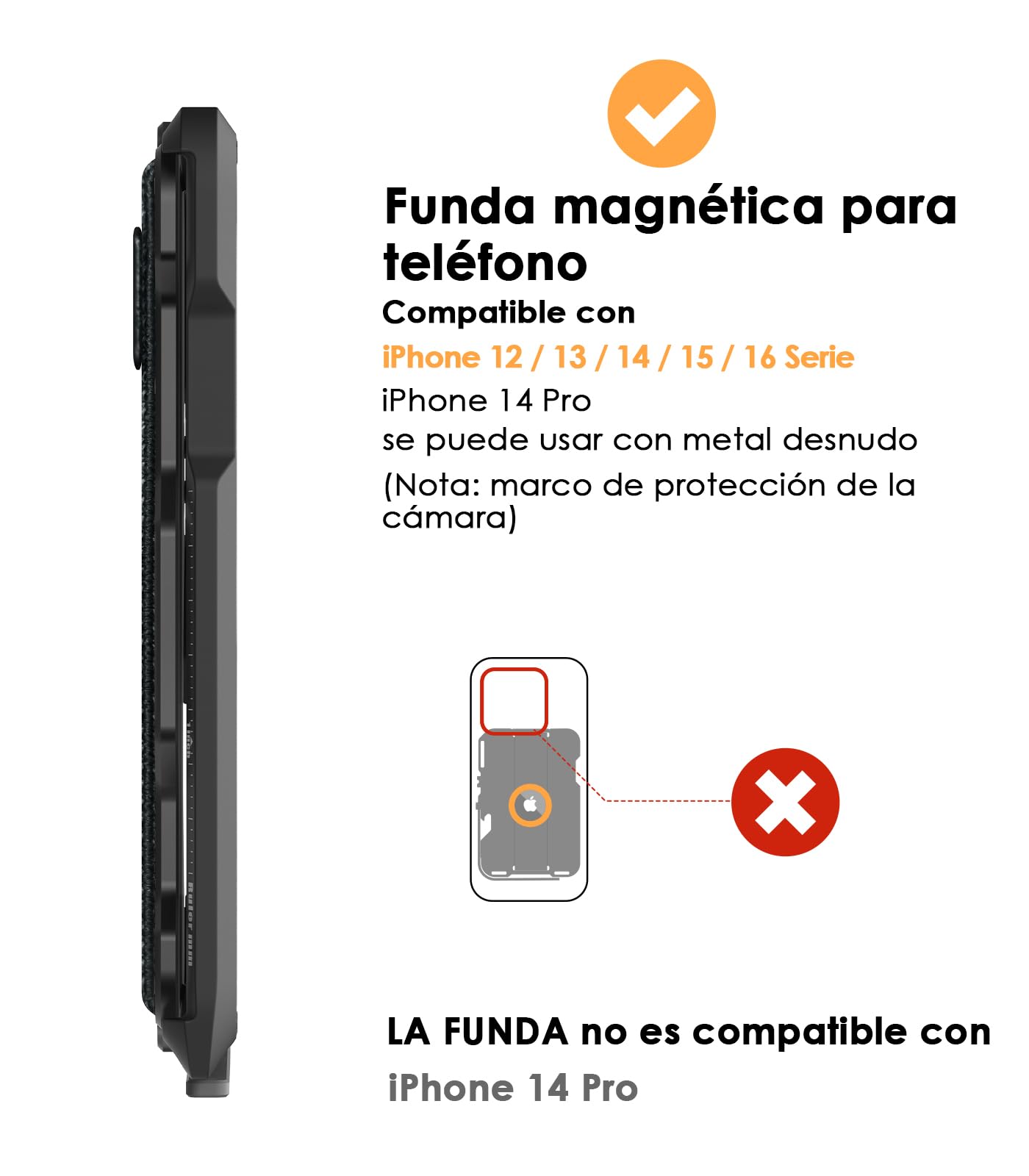Aulumu G03 Porta Tarjetas,Compatible con MagSafe, Multifuncional Tarjetero con Elástica Banda, Móvil Teléfono Soporte/Agarre,Abrebotellas, Bloqueo RFID