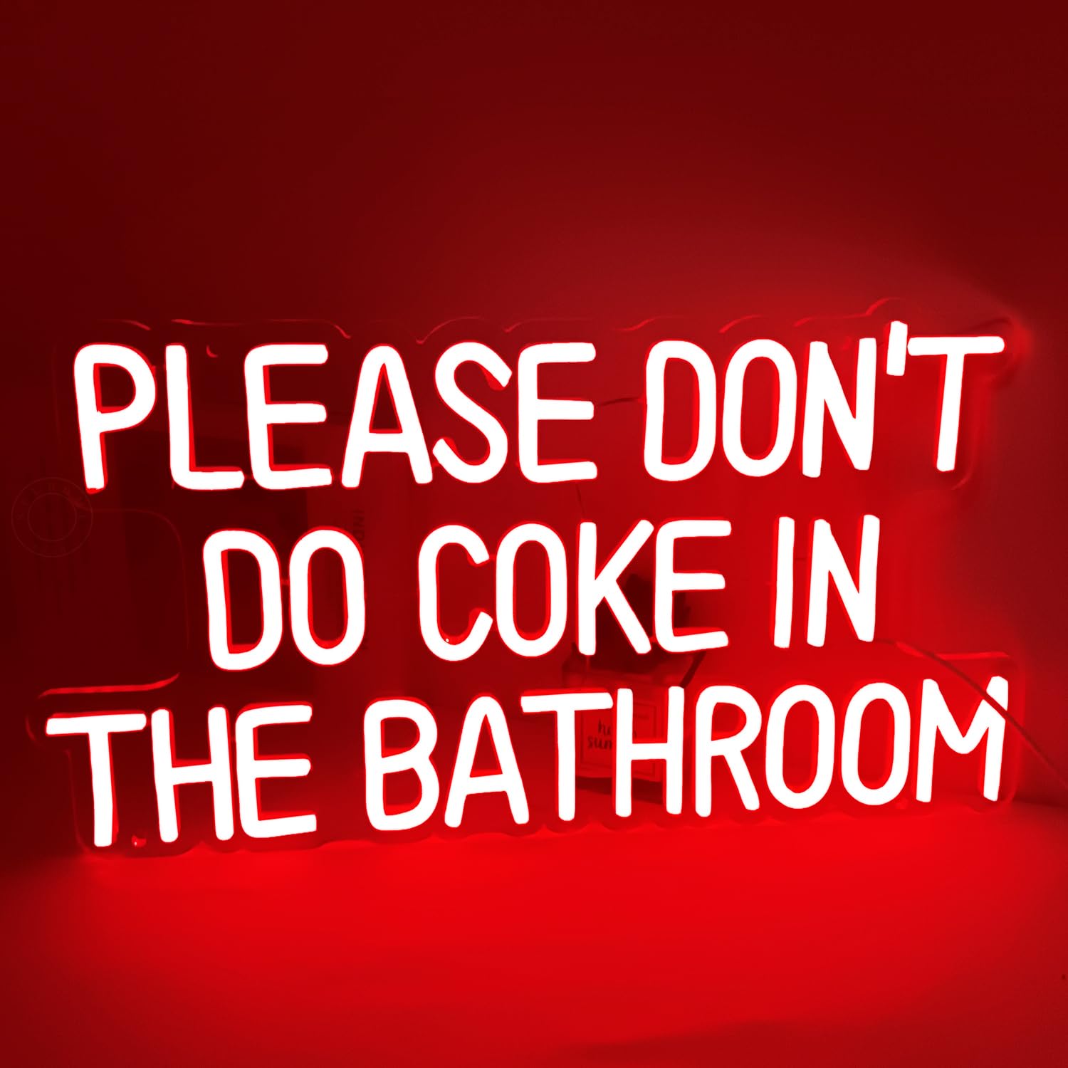 SYLHOME Red Please Don't Do Coke In The Bathroom Led Neon Light Sign Game Room Bedroom Bar Store Wall Decor Sign Birthday Christmas Party Backdrop USB