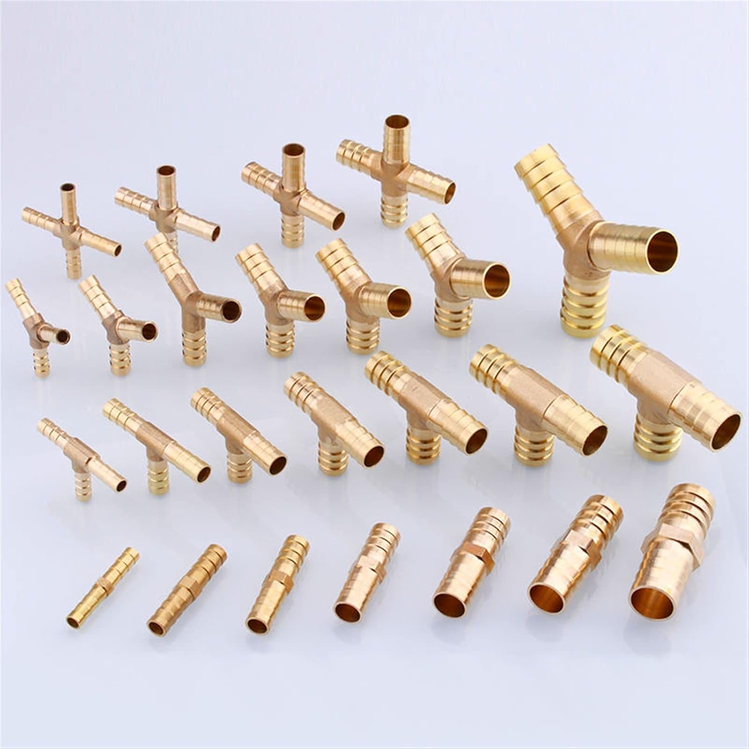 Qinlu-Brass Connector Hose Fitting 4-25mm Hose Barb Brass Hosetail Straight Elbow Tee Y Cross 2/3/4 Way Fitting Splitter Connector Home Garden, corrosion resistance ( Color : Y Shaped , Size : 25mm )