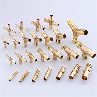 Zkenyao-Brass Connector 4-25mm Hose Barb Brass Hosetail Straight Elbow Tee Y Cross 2/3/4 Way Fitting Splitter Connector Home Garden, Simple to Install (Color : Tee 3 Ways, Size : 14mm)