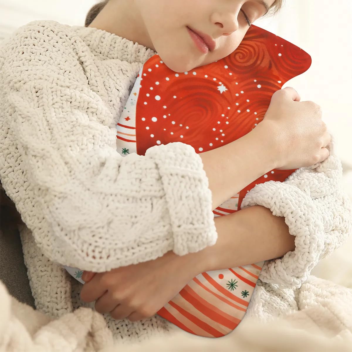 Hot Water Bottle with Soft Cover,2L Xmas Tree Hot Water Bag for Hot and Cold Compress, Hand Feet Warmer, Glitter Tree Rubber Hot or Cold Water Bottle Halloween Christmas Decorations