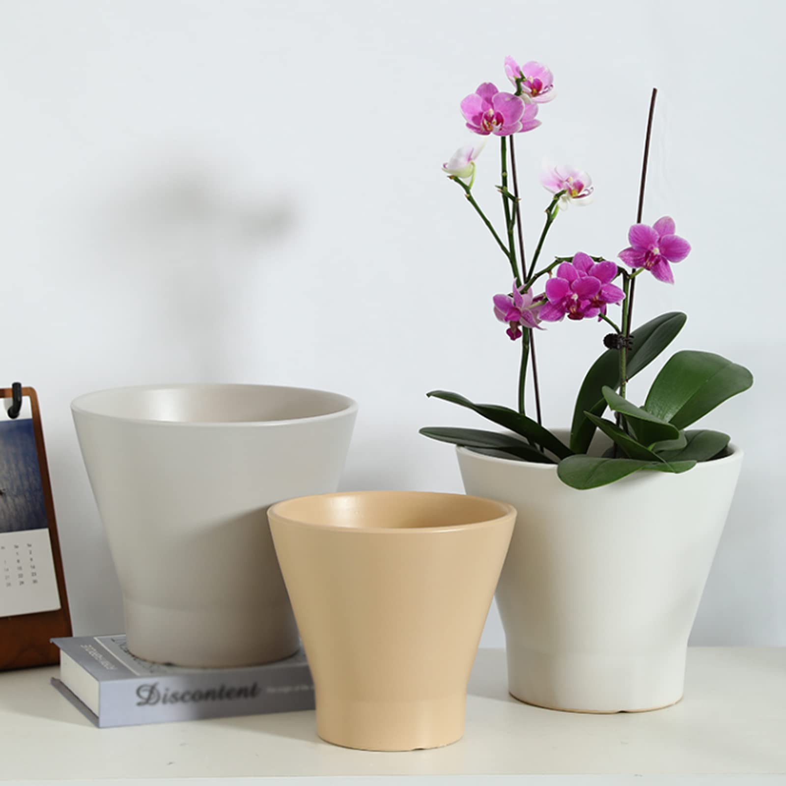 Vasi da Giardino Fioriere in Ceramica Vaso per Piante da 5,5/7/8,6 Pollici con Foro di drenaggio, contenitori Moderni per Piante grasse decorano la casa, L'Ufficio e l'esterno