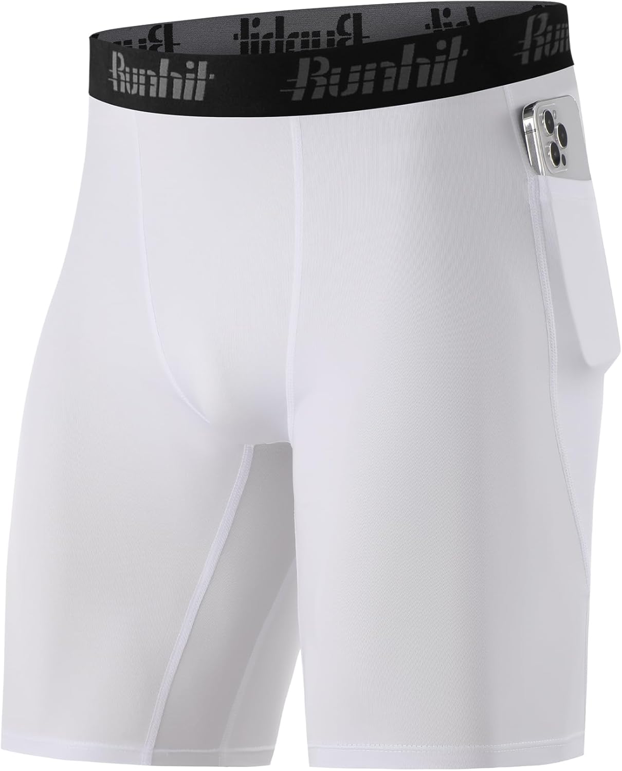 Runhit Men's Compression Shorts with Pockets – 9" Performance Athletic Shorts for Workouts Sports Running Spandex Underwear