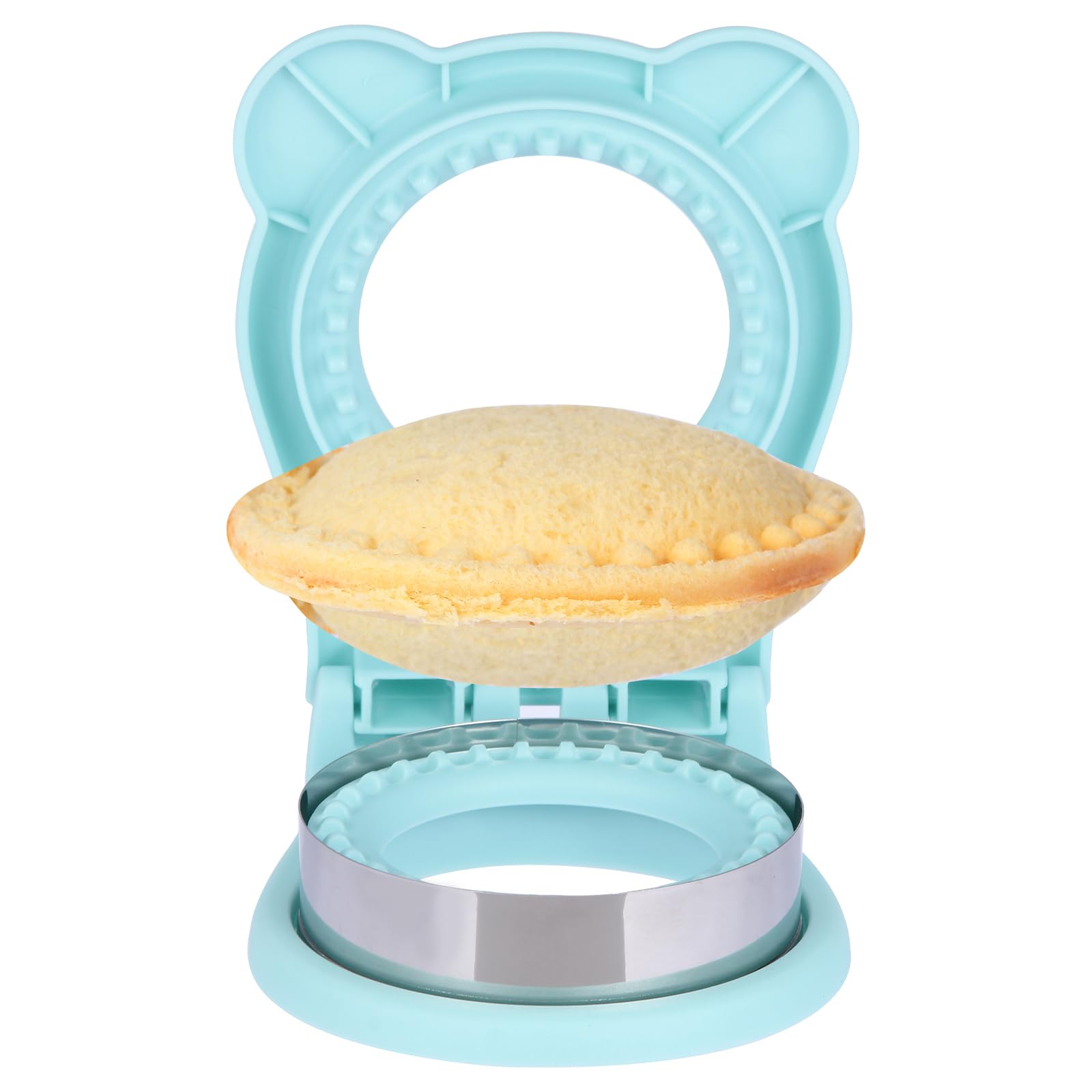 Sandwich Cutter and Sealer, Stainless Steel Uncrustable Sandwich Maker with Crimper，Round Circle Shape for Peanut Butter Jelly, Pancake, Cookie，Crustless Bread Sealer for Kids Lunchboxes (Light Blue)-picture-34