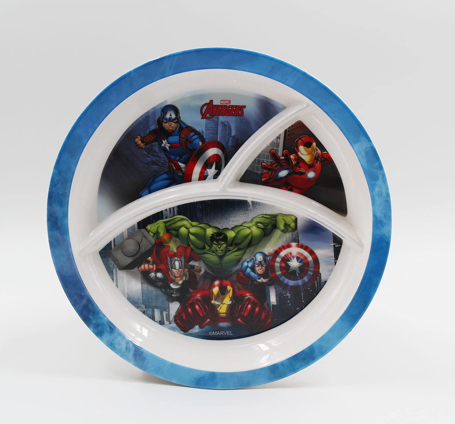 INAYA HOUSE Melamine Kids Plate | Round 3 Section 10'' Multicolor Plate with Prints for Boys and Girl | Food Serving Plate with Partition