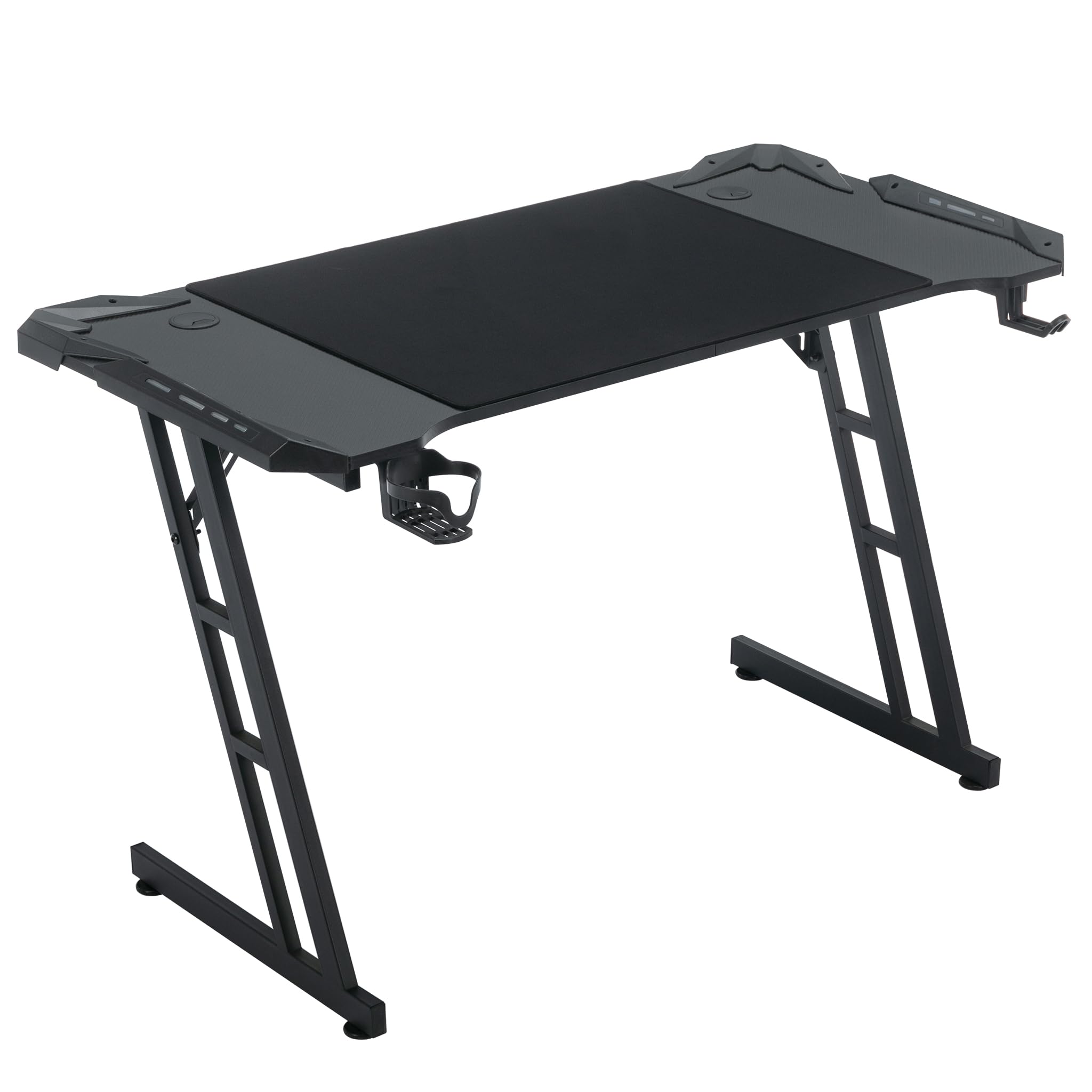 UISEBRT Tavolo da gioco con LED, 120 x 60 x 74 cm, scrivania da gioco a LED, con superficie in fibra di carbonio, ergonomico, fino a 150 kg, per camera da letto, ufficio