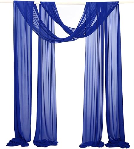 SHERWAY 2 paneles de cortinas de arco de gasa extralargas de 30 pies para bodas, fiestas, recepciones, telón de fondo, ceremonia y decoración (azul