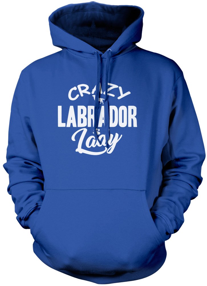 Crazy Labrador Lady Unisex Hoodie - Blue X-Large