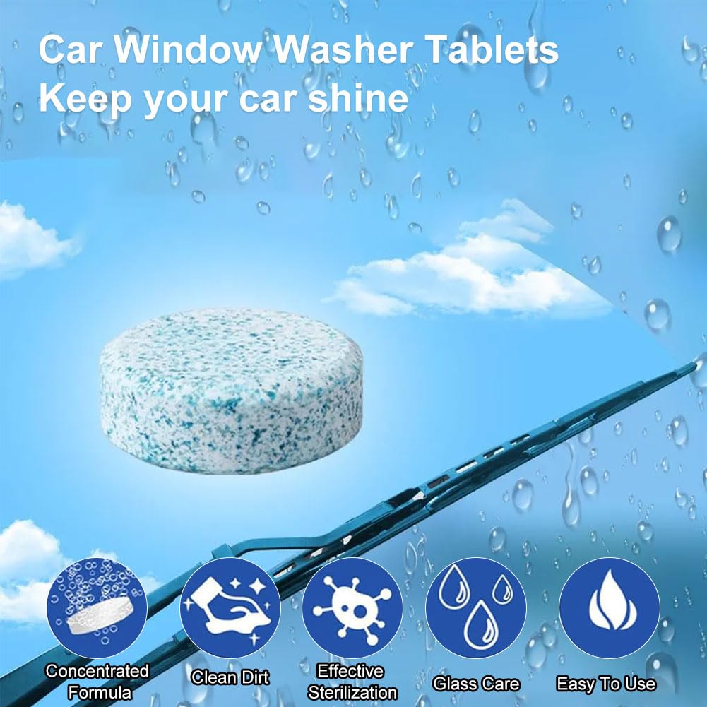 Tabletki do mycia szyb samochodowych, 150 sztuk, tabletki do czyszczenia szyb samochodowych, koncentrat, tabletki musujące, tabletki musujące