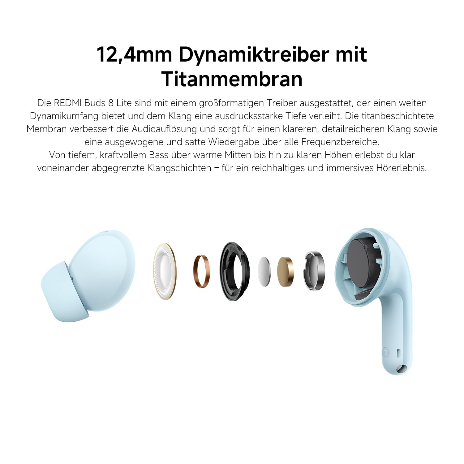 XIAOMI REDMI Buds 8 Lite: True-Wireless In-Ear Kopfhörer mit 42dB ANC, 12,4mm Treiber, bis zu 36 Std. Laufzeit, 5 EQ-Presets & Bluetooth 5.4, weiß