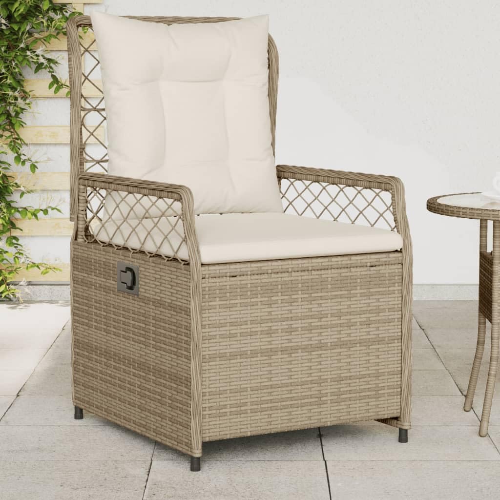 Chaises inclinables de jardin lot de 2 beige résine tressée amovible pour terrasse et balcon moderne