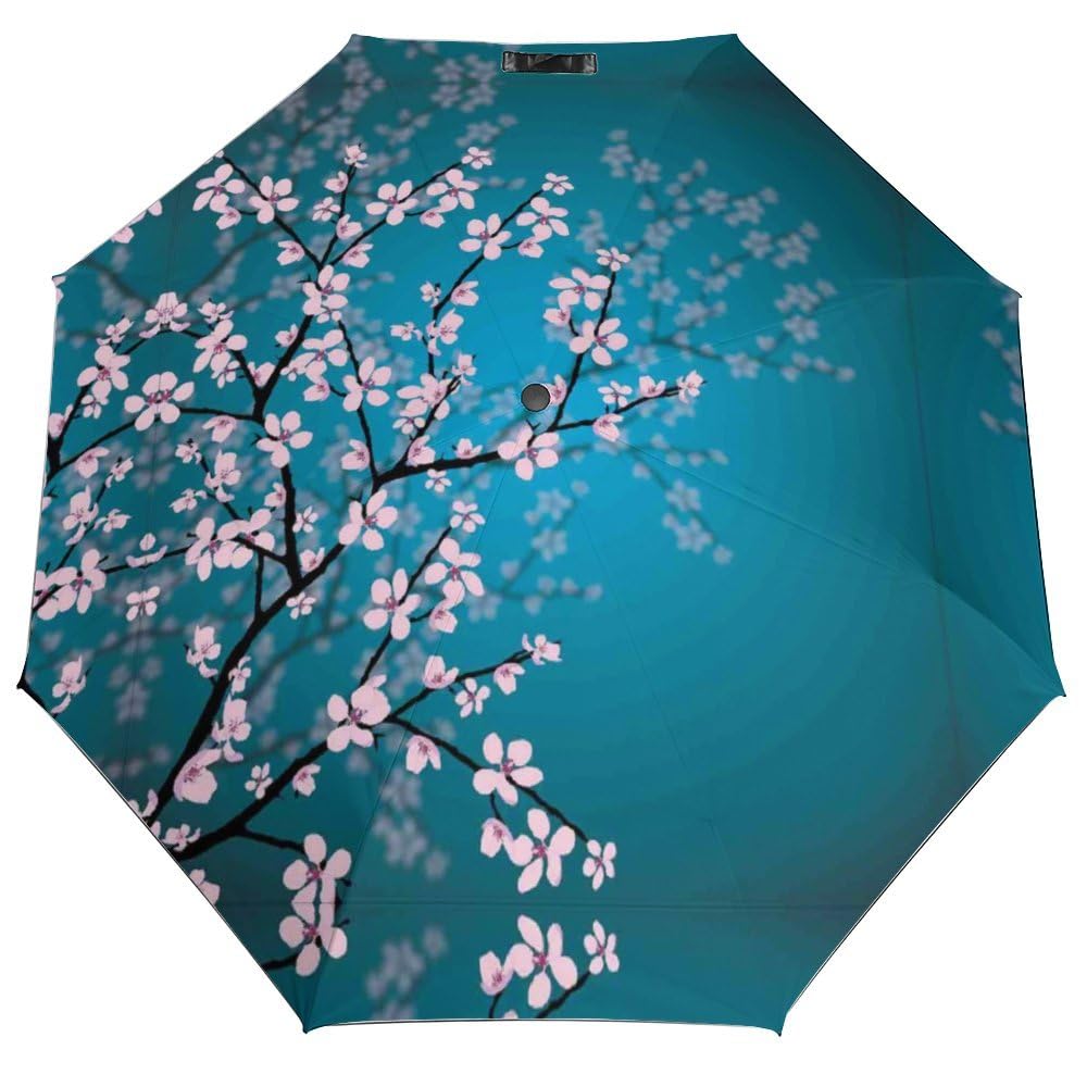 Cmagnifico Men's Style Folding Umbrella, Spring Japanese Cherry Blossoms Umbrella, Travel Umbrella Auto Open And Close For Windproof, Rainproof