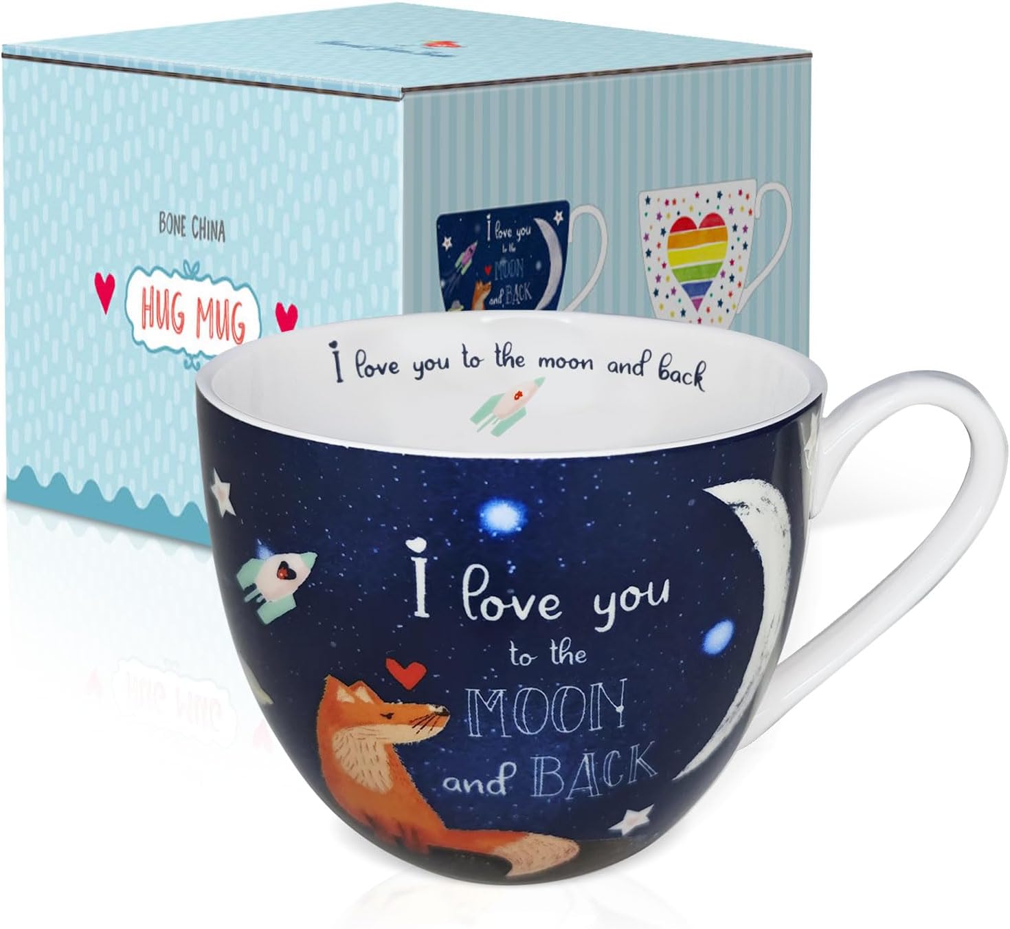 I Love You Coffee Mug, Premium 20 oz Bone China Coffee Tea Hug Mug, Perfect Christmas, Birthday, and Valentine's Day Gift for Lovers and Family Members, Designed in England by Harvest Green Studio - Image 2